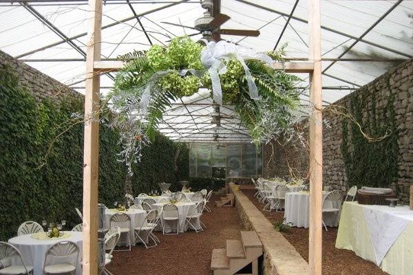 Table set up with candle centerpiece