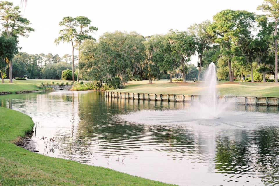 Serene Lagoon with Fountain