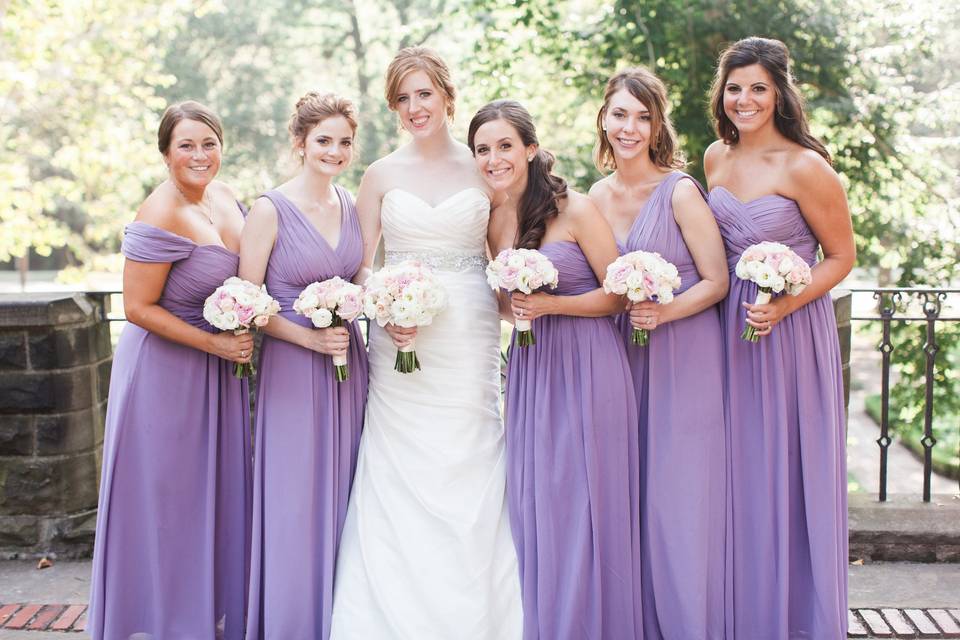 Happy bride and bridesmaids