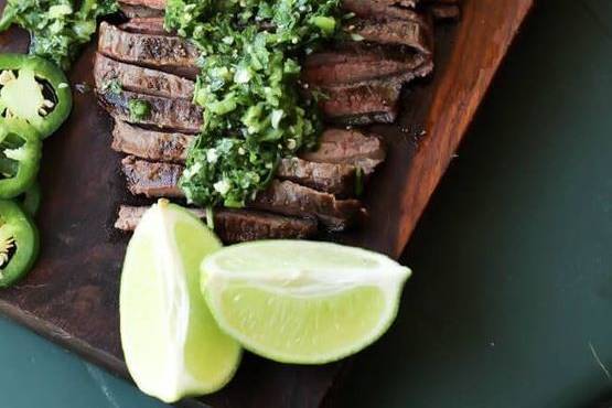 Flat Iron Steak on Rustic Wood