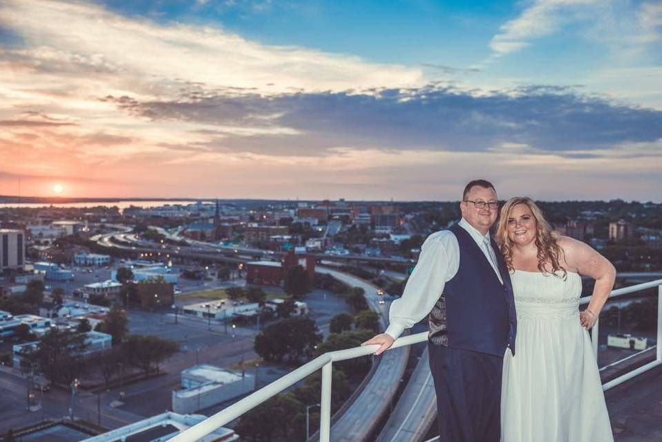 Real wedding rooftop view