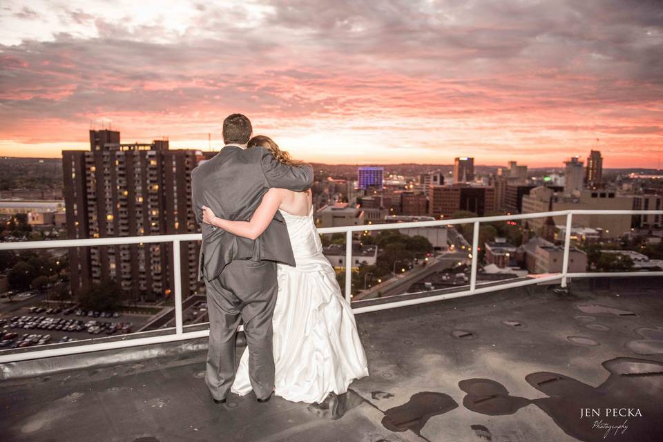 Real wedding rooftop photo