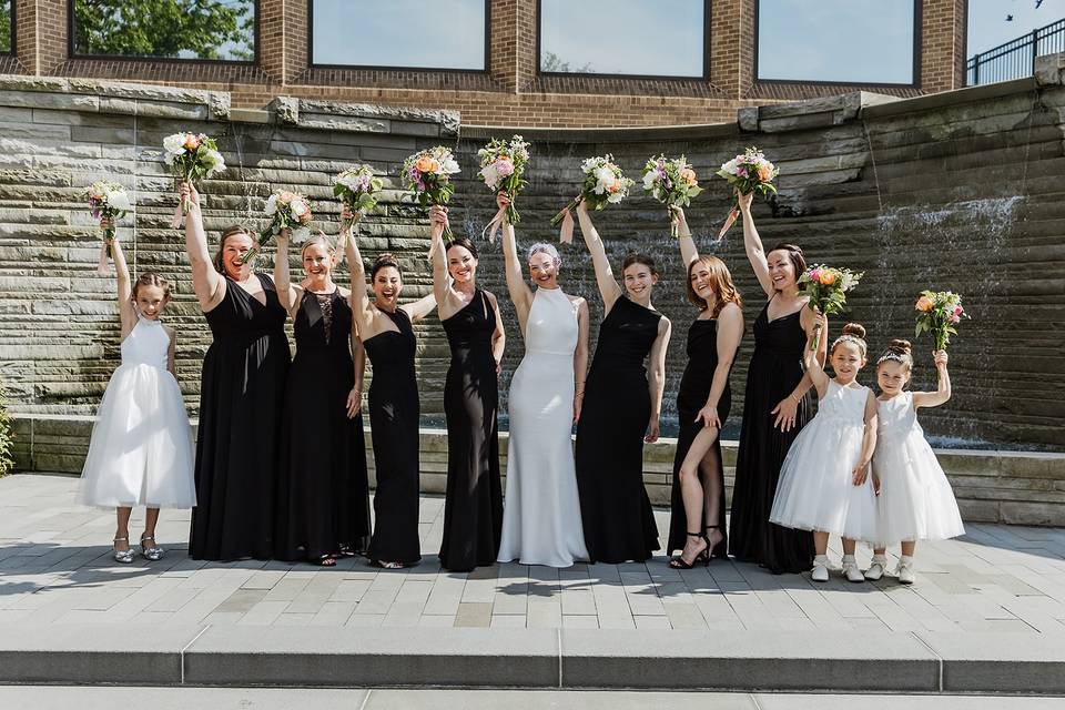 Bridal Party in Courtyard