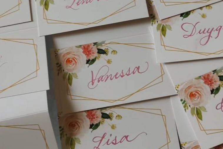 Floral Printed Fold Placecards