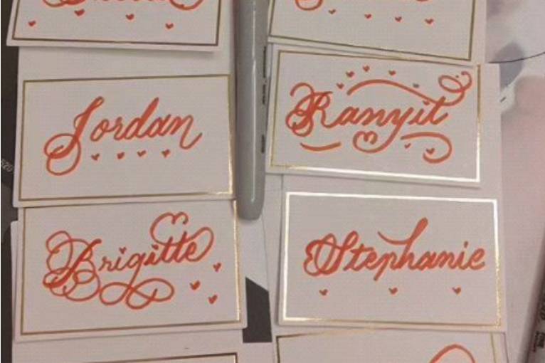 Pink Sharpie on Gold Foil Card