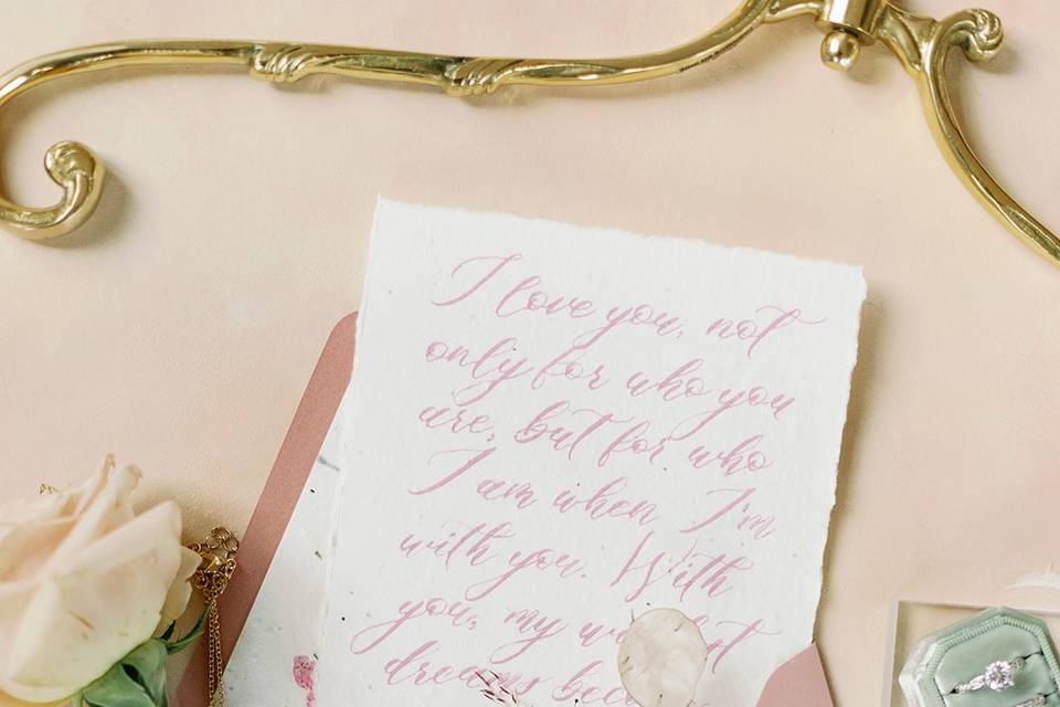 Calligraphy Vows with Envelope