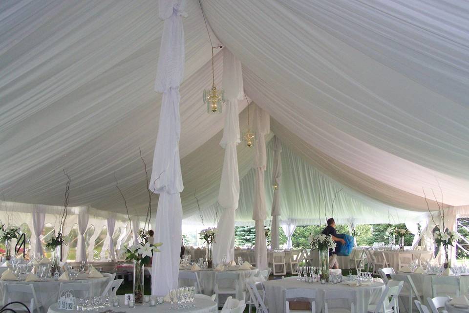 Reception tent setup