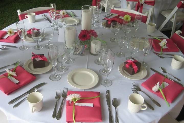Table setting and pink decor