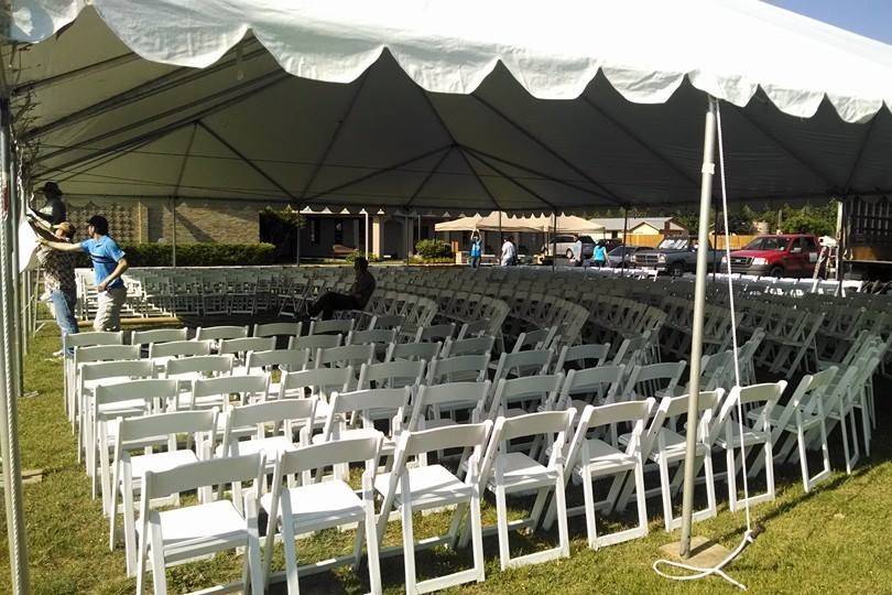 Wedding chairs under tenting