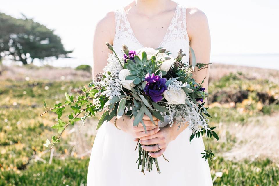 Bride holding flowers