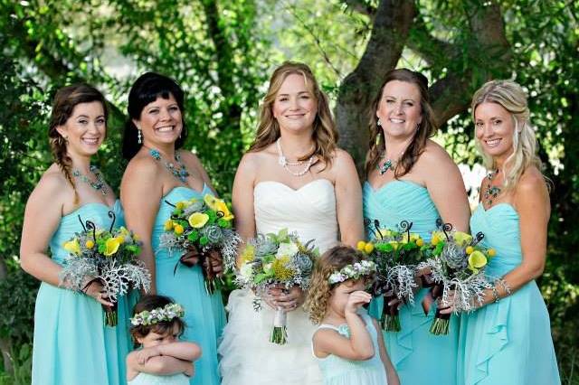 Wedding bride and bridesmaids