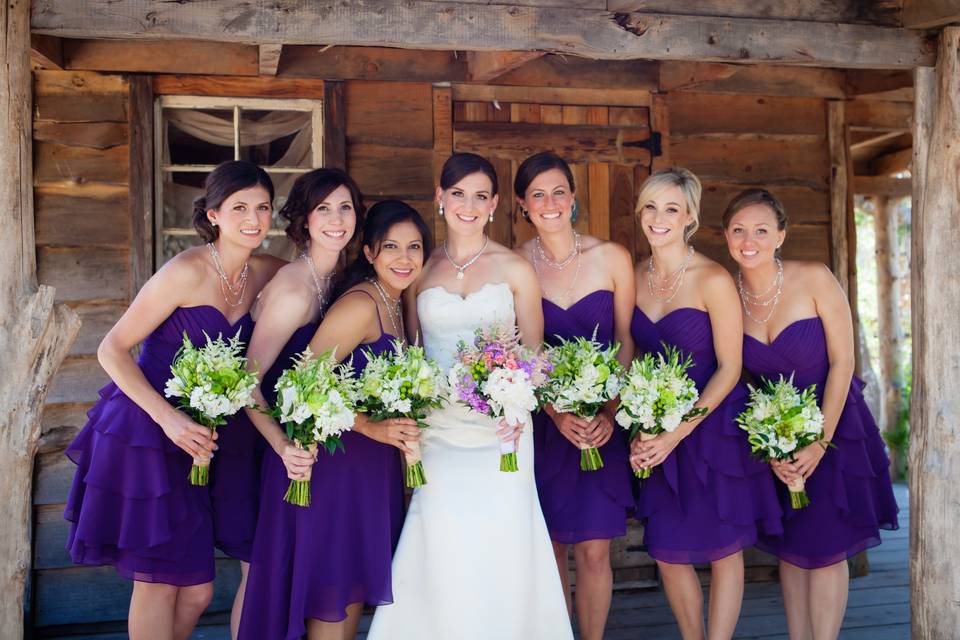 Bride and her bridesmaids