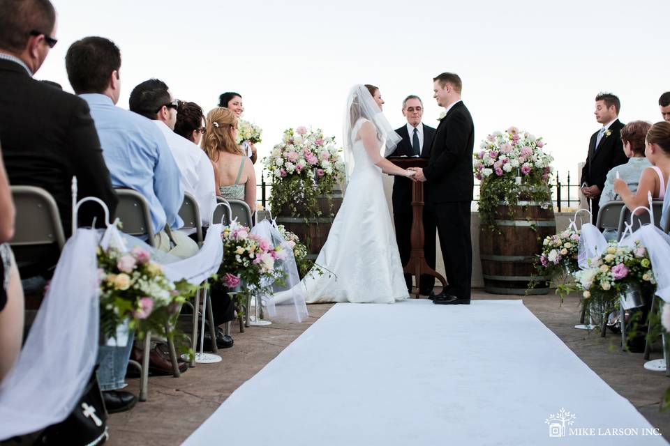 Bride holding flowers