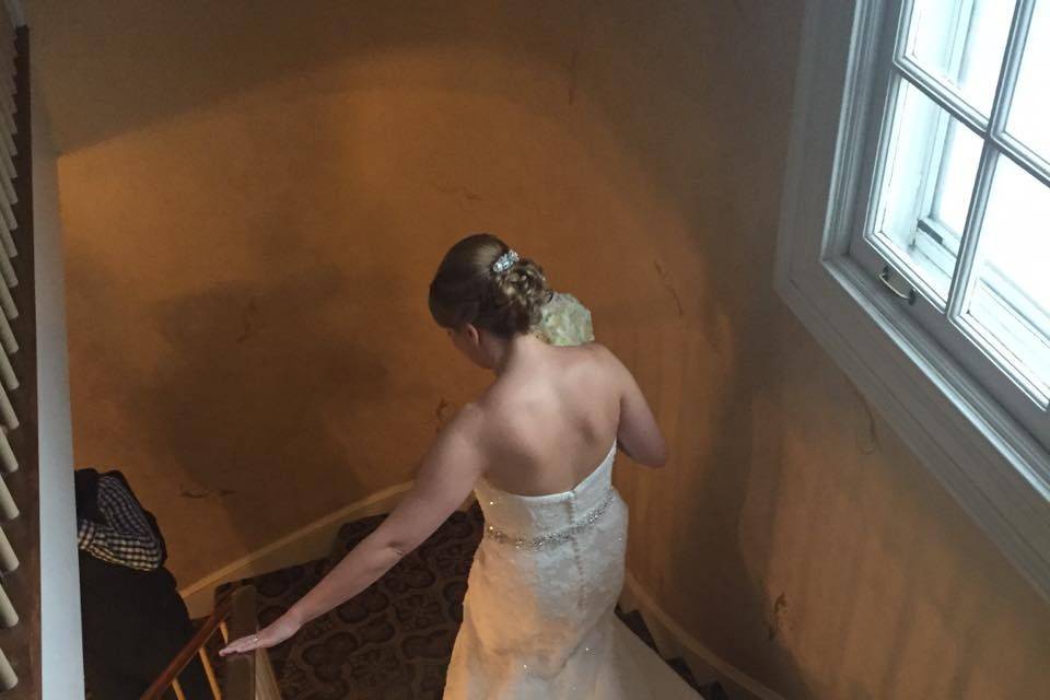 The bride in her dress