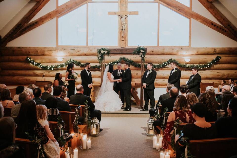 Exchanging vows in front of loved ones