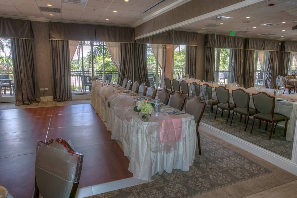 Long table reception area