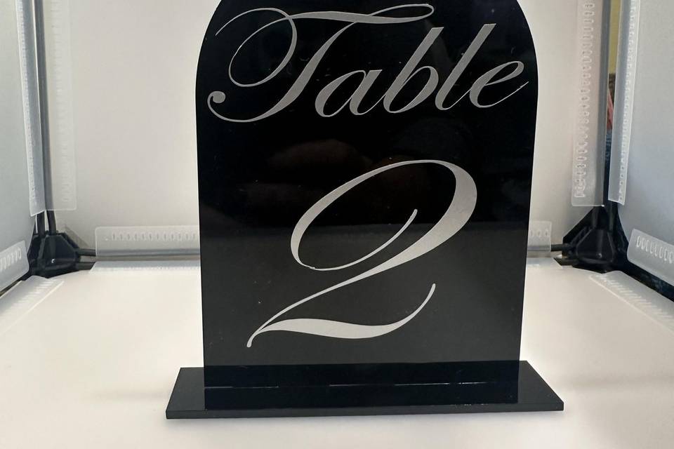 Table numbers on acrylic