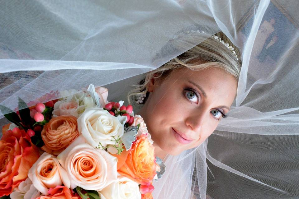 Bride beneath her veil - Russell's Photography Studio