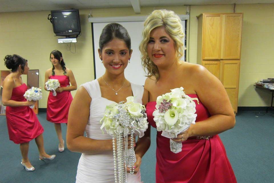 Bride and bridesmaid