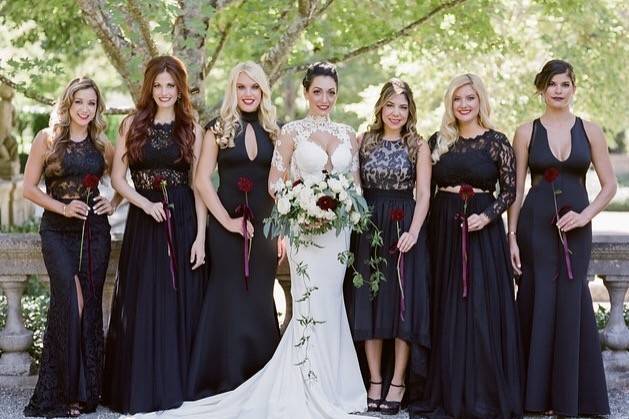 Bride and her bridesmaids