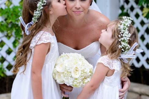 Bride and her flower girls