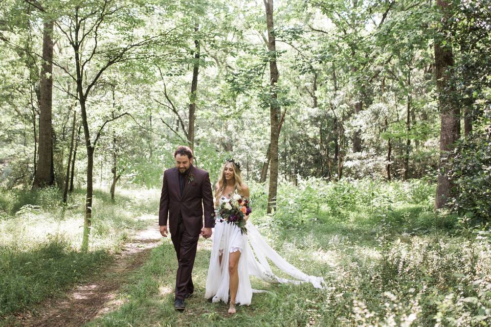 Walking newlyweds