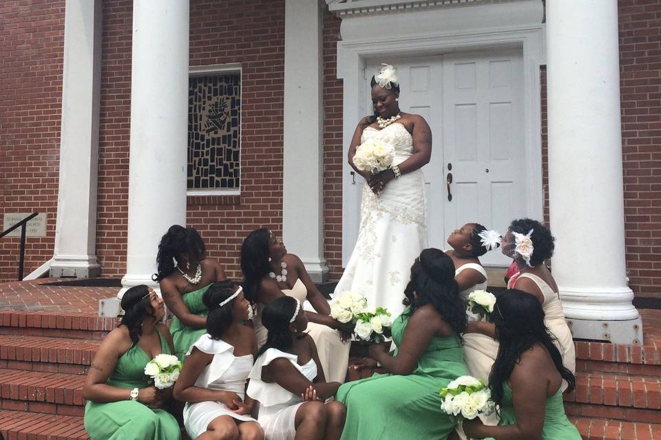 Bride and her bridesmaids