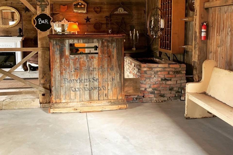 Bar area in barn