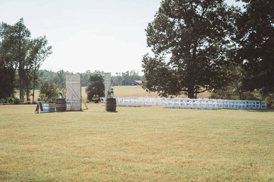 Outdoor wedding ceremony setting