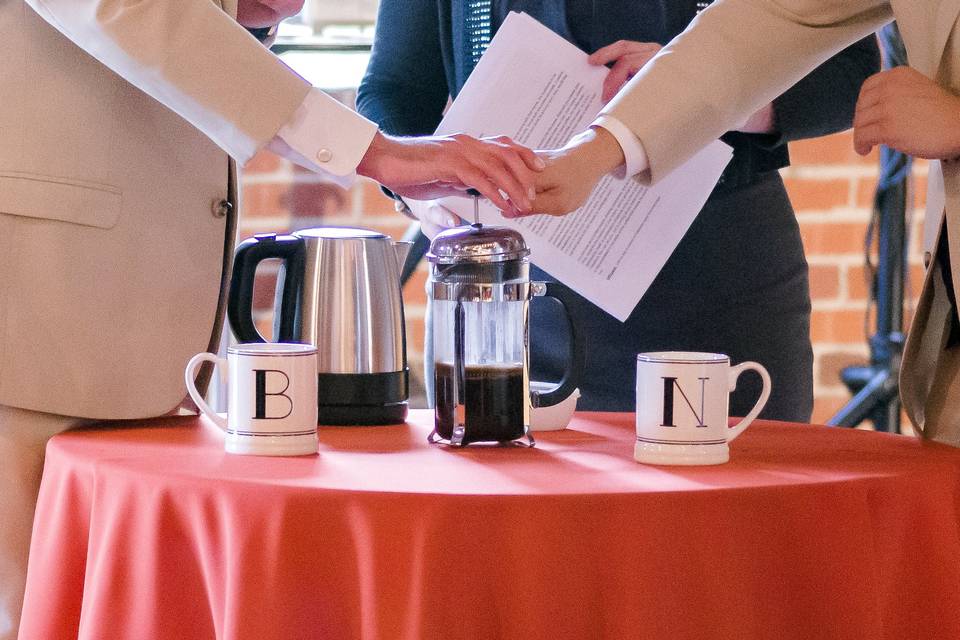 Unity ceremony using coffee