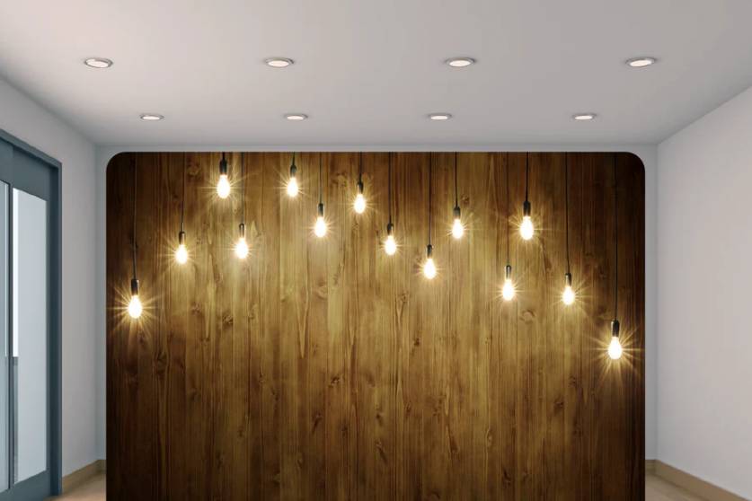 Wood with string lights