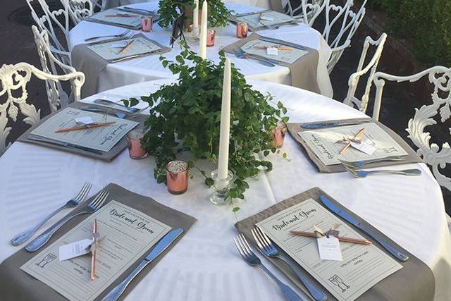 Table setup with candle centerpiece