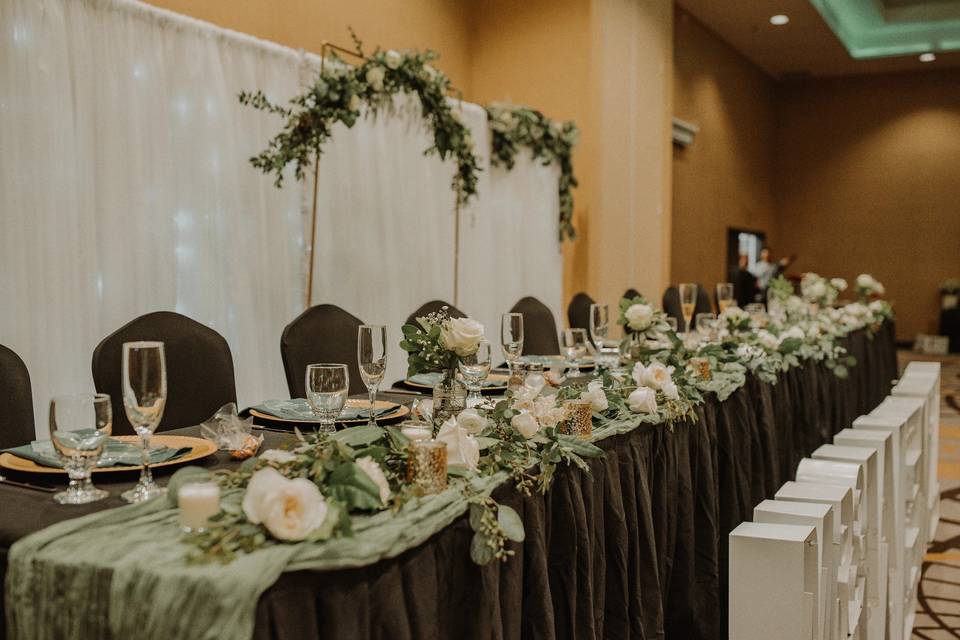 Head Table set with Greenery