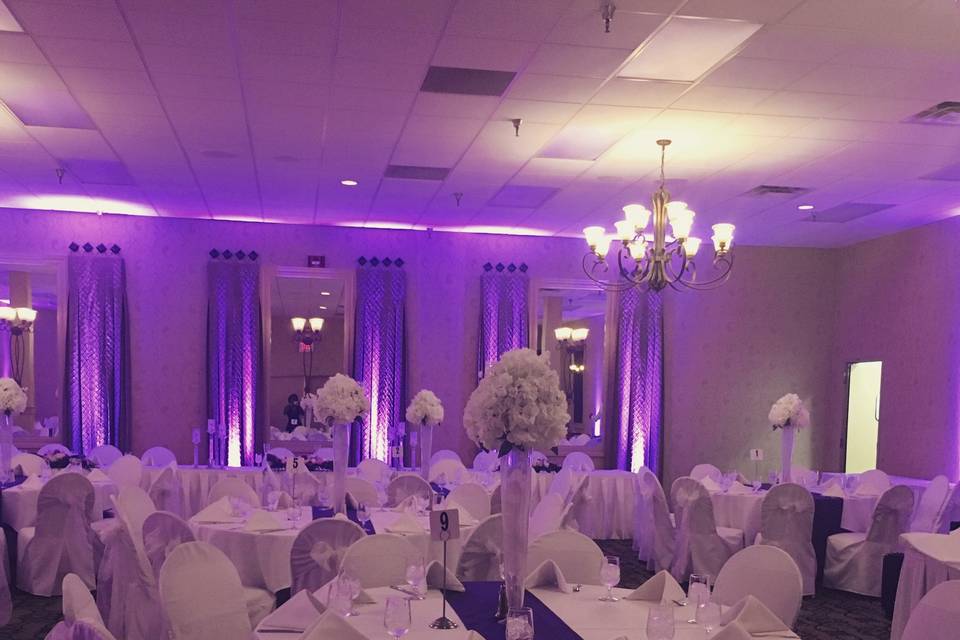 Reception table and floral centerpiece