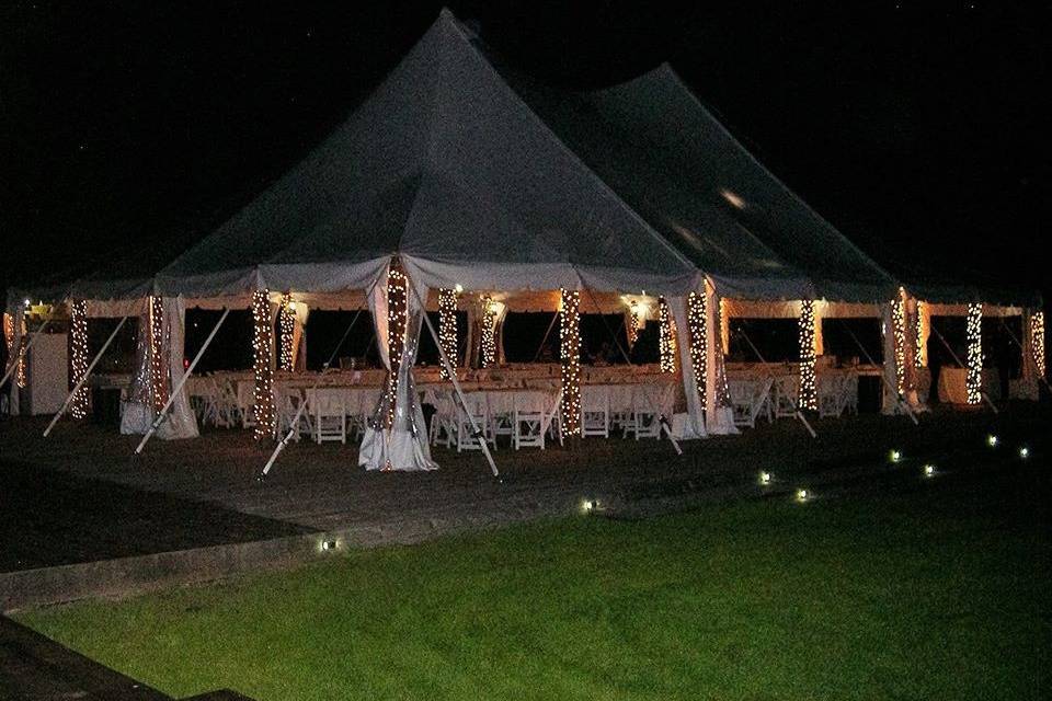 Large tent at night