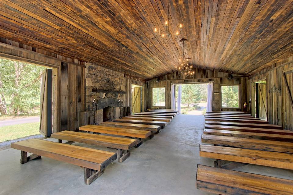 Inside barn chapel