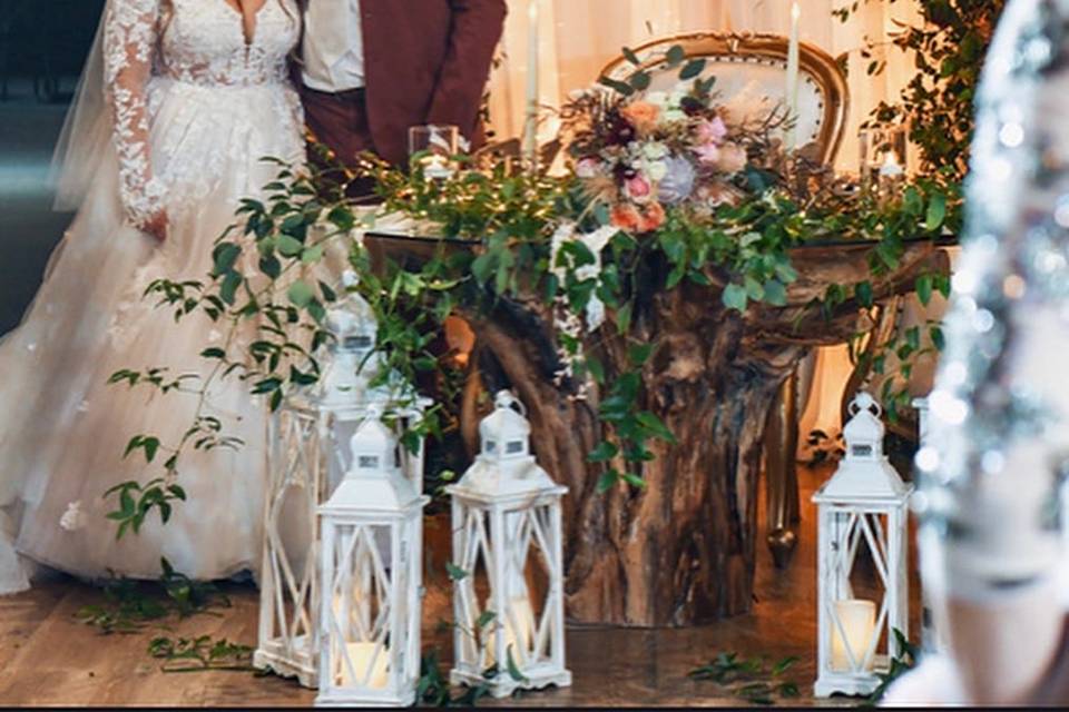 Sweetheart table at reception