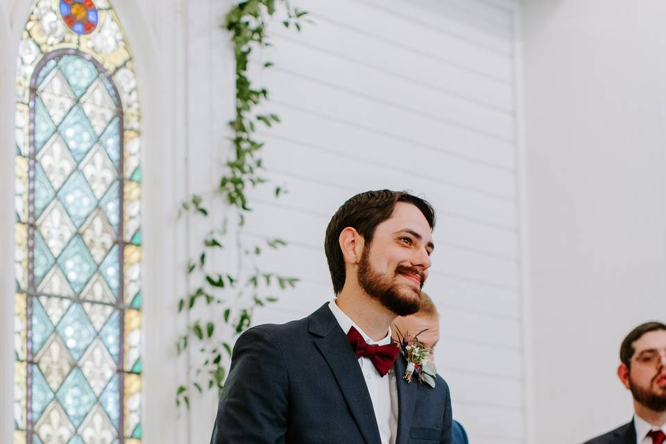 The groom awaits his bride!