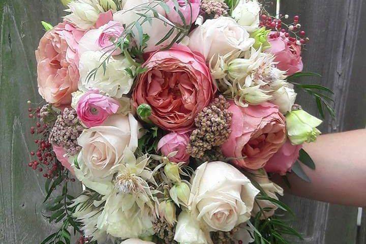 Cascade with Garden Roses