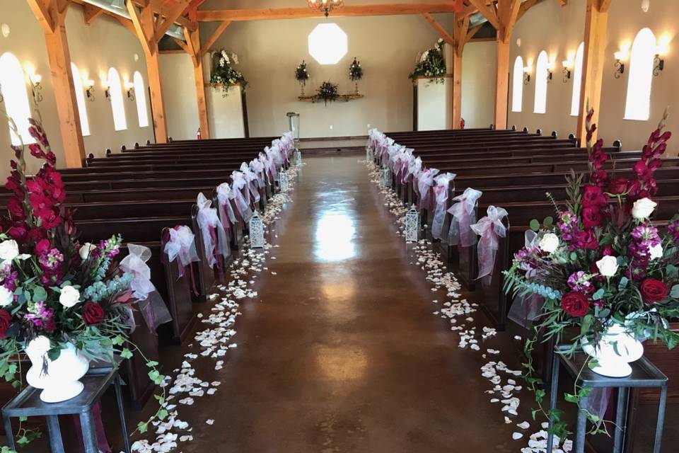 Aisle rose petals