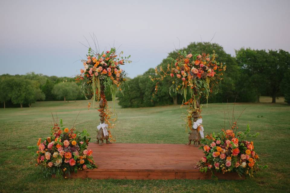 Orange flower arrangements