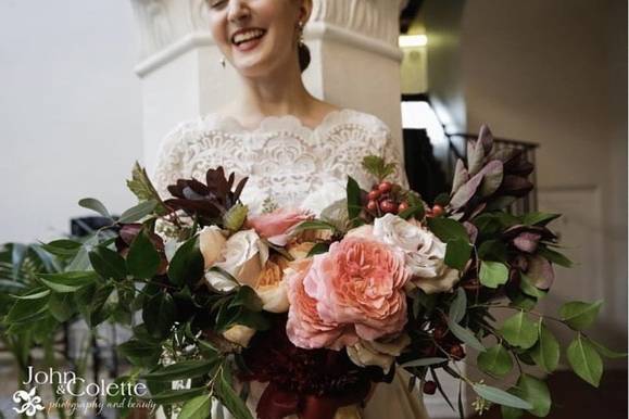 The bride holding her bouquet