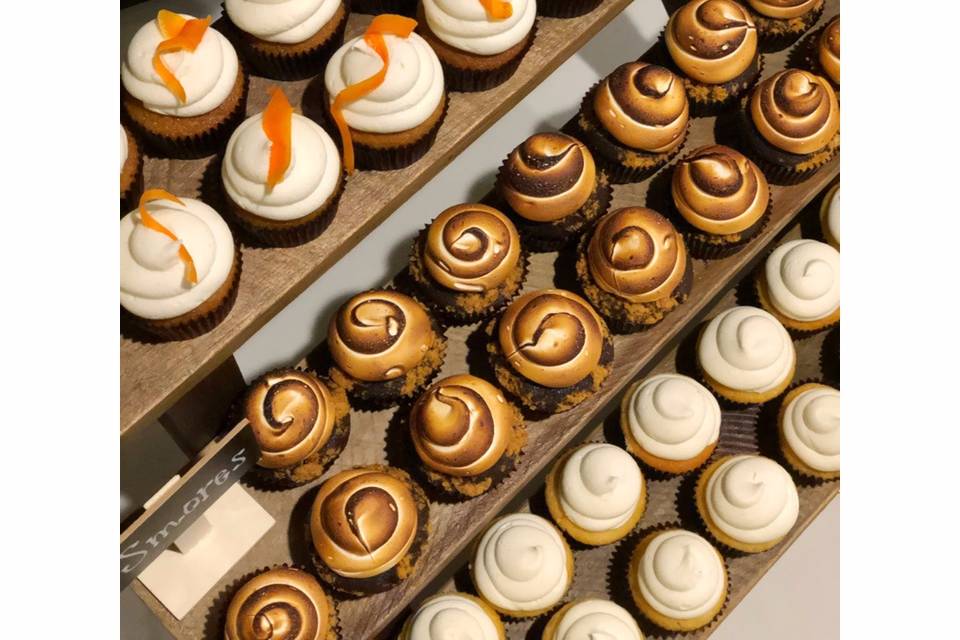 S'mores, carrot, and vanilla cupcakes