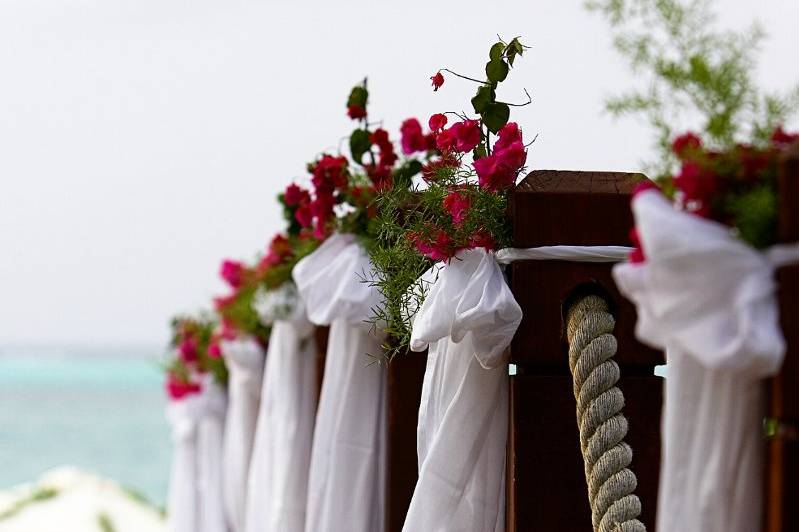 Decorated wedding aisle