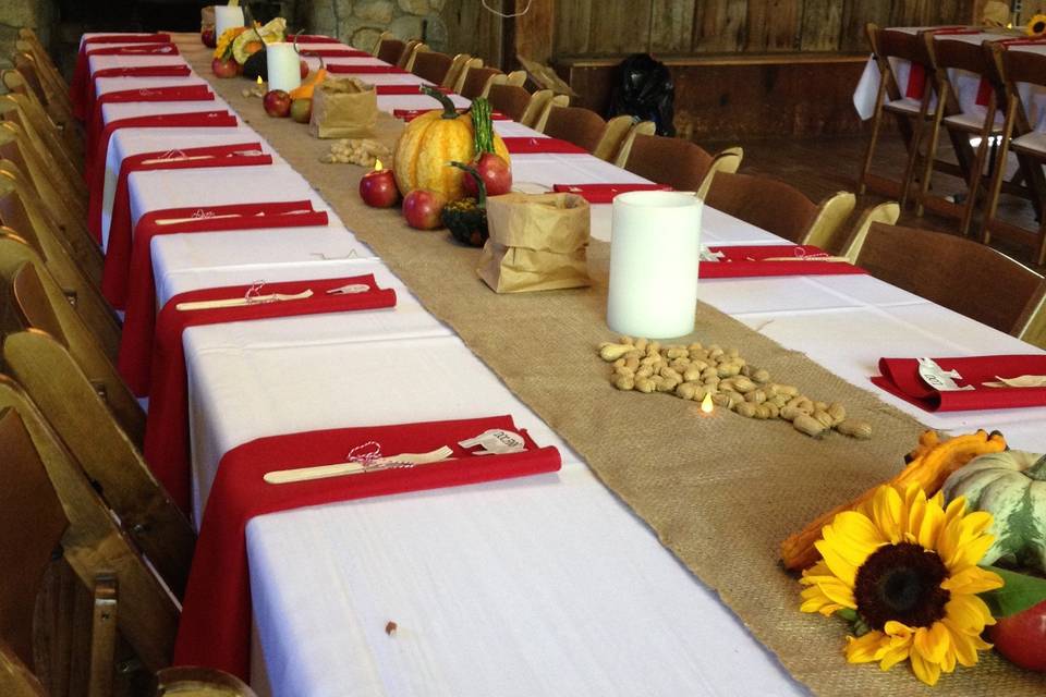 Table setup with centerpiece