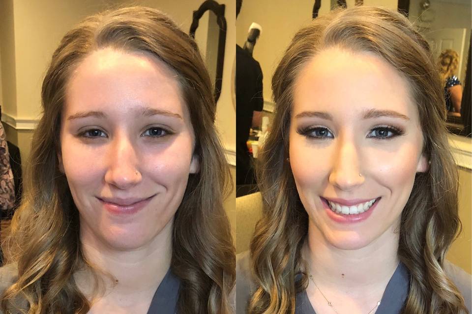 Before and after hair makeup
