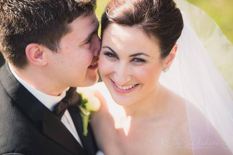 Newlyweds smiling