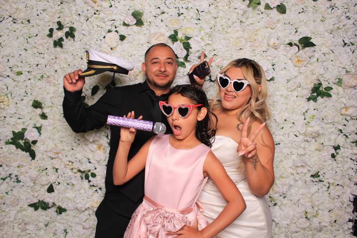 Couple posing with props