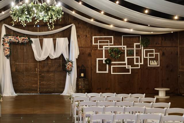 Inside barn ceremony set