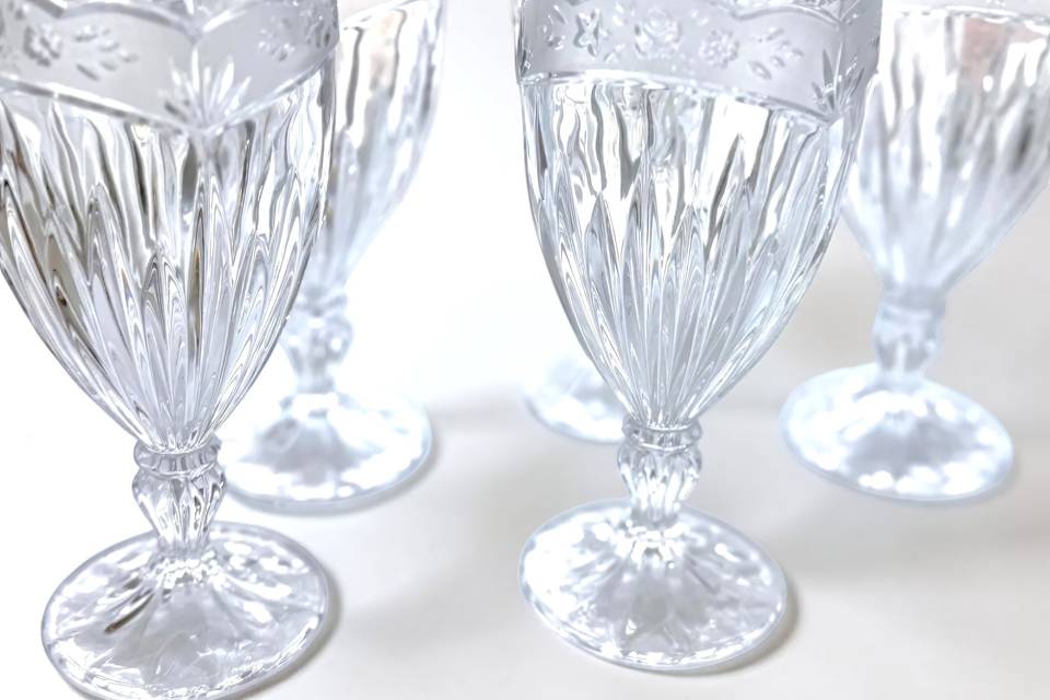 Rose Pattern Glass Goblets